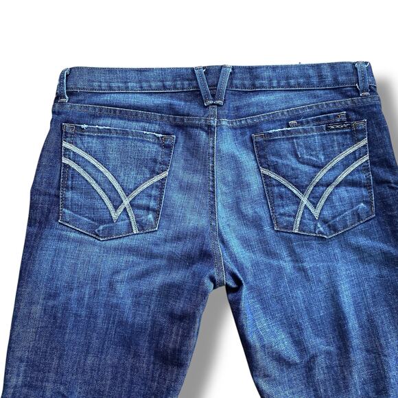 William Rast Jeans Boy Taper with Attitude Sz 32 Dark Wash Distressed Low Rise - Picture 2 of 12